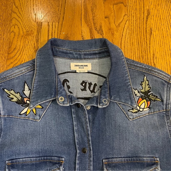 Thelma Deluxe Embroidered Love Now Denim Shirt - Picture 7 of 16